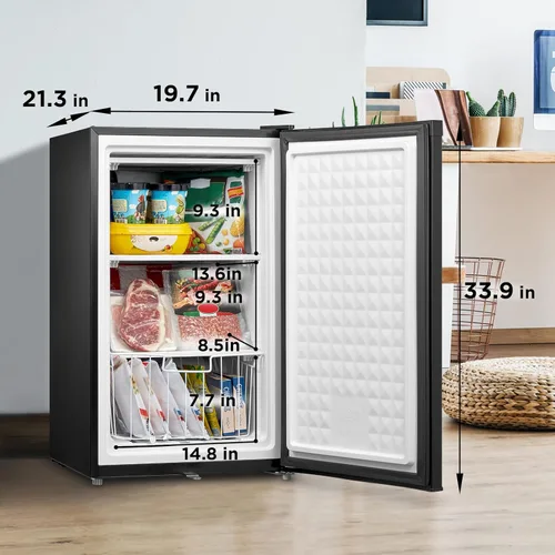 Miniatura 12 de Midea MRU03M2ABB - Congelador vertical, mini congelador de 3.0 pies cúbicos, para cocina, apartamento, oficina, sótano o dormitorio, negro Blanco