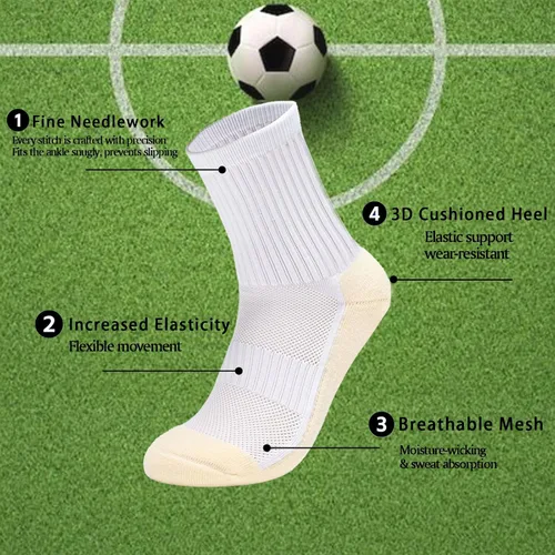 Miniatura 2 de Juego de 24 calcetines de fútbol con agarre juvenil con mangas de protección de espinilleras para niños y niñas 7-14 para fútbol y baloncesto