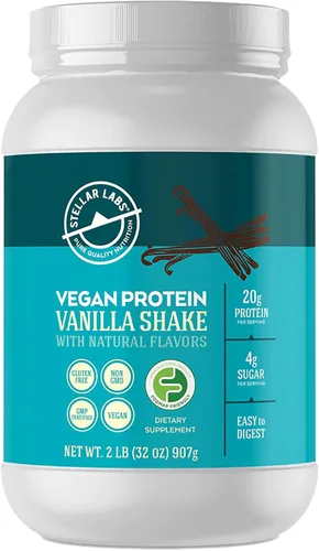 Miniatura 7 de Stellar Labs Proteína vegana en polvo con BCAA y antioxidantes Certificado bajo en FODMAP, sin OMG, sin gluten, sin soja, bajo en carbohidratos