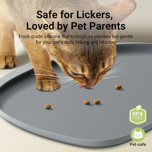 Miniatura 2 de DownyPaws Tapetes de Comida para Gatos para Pisos Impermeables, Tapete de Alimentación para Mascotas de Silicona Libre de BPA, Tapete Antideslizante
