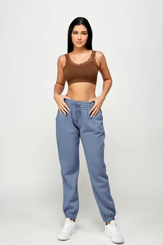 Miniatura 59 de IUUI Pantalones deportivos de cintura alta para mujer, con bolsillos, de algodón, holgados, atléticos