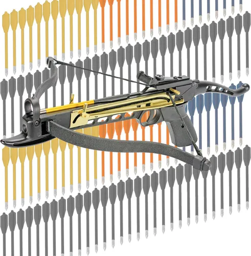 Miniatura 10 de Pistola de Ballesta Autoarmable de 80 LBS con Miras Ajustables, Pernos de Flecha de Aluminio y Característica de Seguridad Paquete de 24 flechas