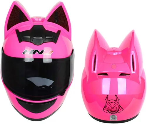 Miniatura 2 de Casco de motocicleta personalizado con orejas de gato para adultos, casco de motocicleta con locomotora de gato genial, certificación DOT/FMVSS-224