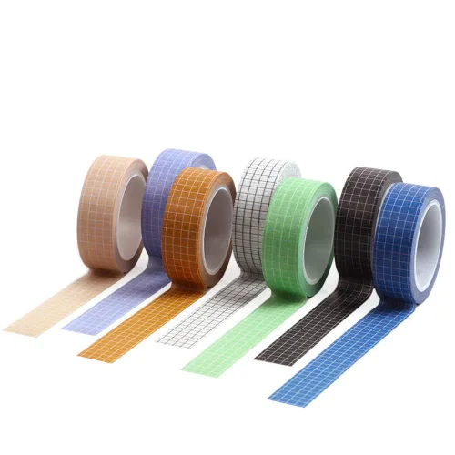 Miniatura 2 de Juego de 7 rollos de cinta Washi de cuadrícula de 32.8 ft, cinta adhesiva de papel adhesivo de 0.591 in de ancho, cinta de papel adhesivo