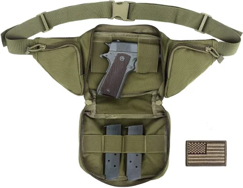 LIVANS Cangurera de transporte oculto, bolsa táctica para pistola de transporte para hombre, funda de ocultación para armas de 1911 y G 17, 19, 20,