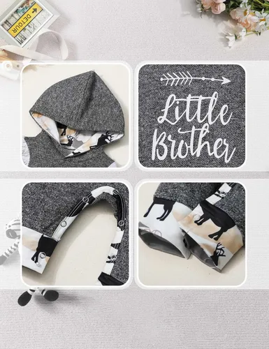 Miniatura 6 de Ropa de bebé niño, estampado de letras de manga larga mameluco ropa de bebé para niño