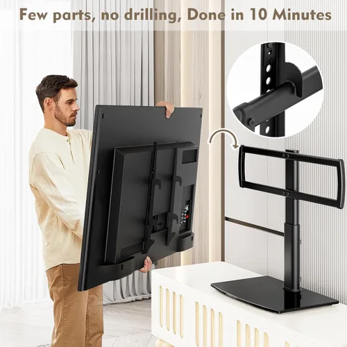 Miniatura 8 de Soporte universal giratorio para TV con base de mesa para televisores de 32 a 65 pulgadas con giro de 80 grados, base de 4 niveles de altura