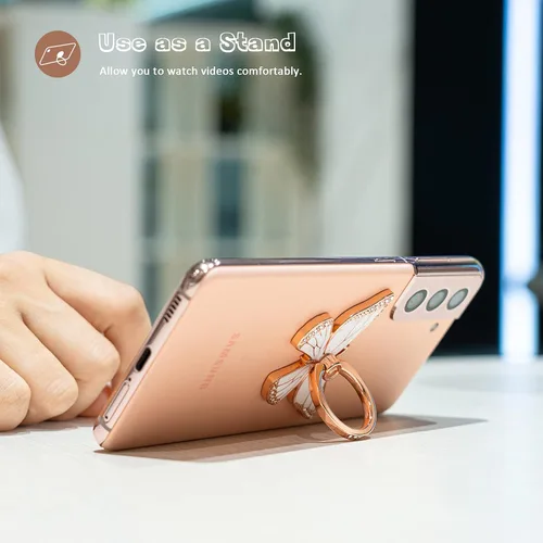 Miniatura 2 de Doflyesky Soporte de anillo de mariposa para teléfono celular, rotación de 360 grados, soporte de agarre de anillo de teléfono, soporte de dedo