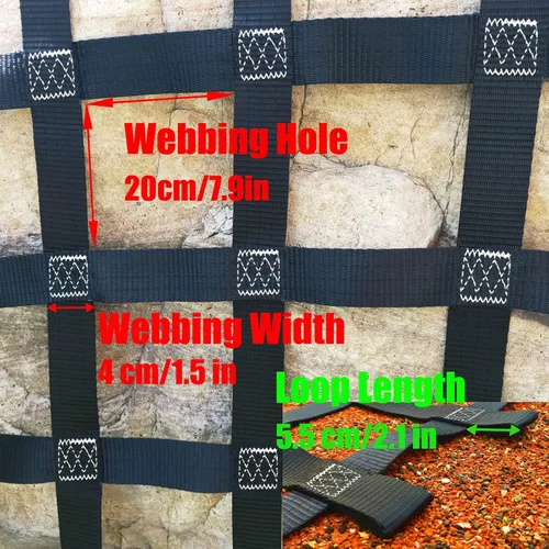 Miniatura 2 de Red de carga de escalada negra, red de carga para patio, escalera de cuerda ninja para exteriores, multicolor 3.3 x 3.3 ft, 3.3 x 3.3 pies