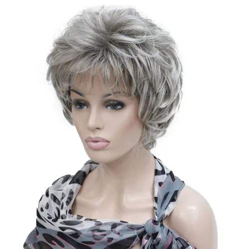 Miniatura 17 de Lydell Pelucas cortas y onduladas de 6 pulgadas, cabello sintético completo, estilo clásico (12TT26 marrón claro con reflejos)