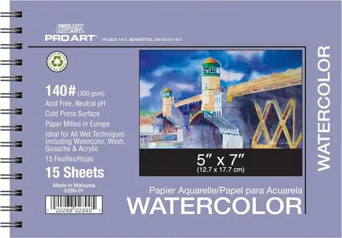 Miniatura 24 de Pro Art Bloc de acuarela de 12 x 16 AF 140 libras, 15 unidades, papel de acuarela, cuaderno de bocetos, papel de color de agua, bloc de papel