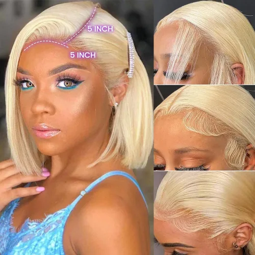 Miniatura 4 de UTIDE Bob Wig Human Hair Straight 5X5 Lace Front Wig Human Hair 150% Density Short Straight Frontal Bob Wig 5x5 HD Transparent Lace Frontal Wig Pre