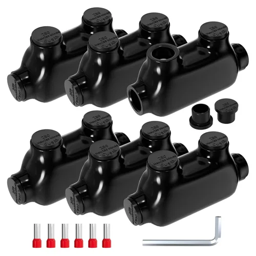 Miniatura 11 de Joinfworld Conector de empalme en línea de 2 puertos 2-14 AWG, conectores de cable de aluminio a cobre, conectores de cable aislados, conectores