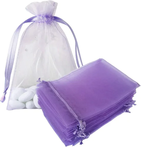 Miniatura 30 de Paquetes de 100 bolsas de organza de 4 x 6 pulgadas, color azul bebé para baby shower, Navidad, recuerdos de fiesta, cumpleaños, boda, despedida