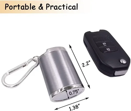 Miniatura 2 de Hourwof Cenicero portátil de metal con tapa, cenicero de bolsillo para cigarrillos, bandejas de ceniza de viaje con llavero, negro ovalado
