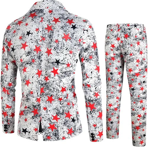 Miniatura 3 de Mens Fashion Casual Printing Star Vintage Suit Pants Three Piece Tuxedo