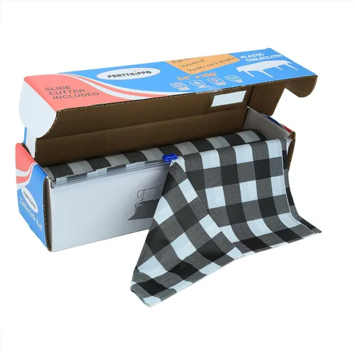 Miniatura 12 de Rollo de mantel de plástico, manteles de plástico de 54 x 100 pies para fiestas, desechables con caja de corte, mantel desechable cortado a medida