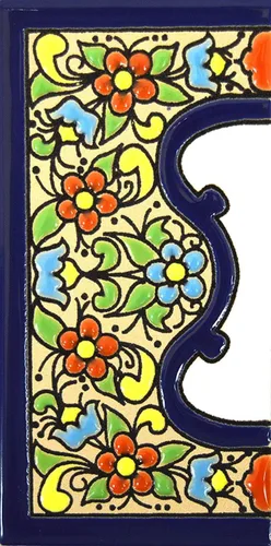 Miniatura 15 de FLORES MEDIANO - Azulejos de letras de casa pintados a mano de 4,29" x 2,13" para letreros, direcciones y nombres Letra "V