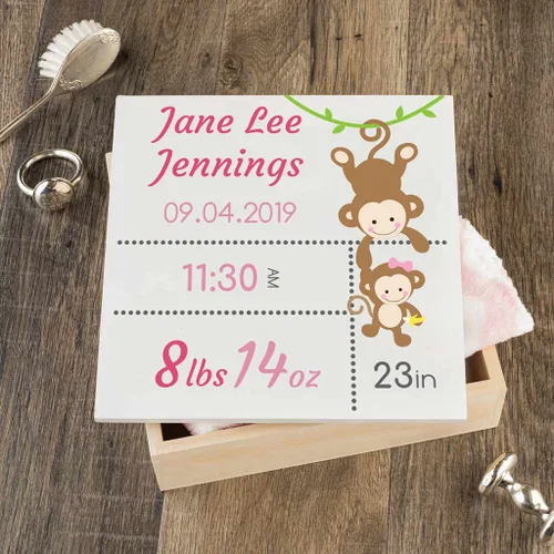 Miniatura 7 de Caja de recuerdo personalizada para bebé (huellas azules, regulares)