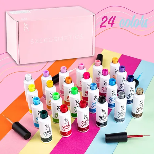 Miniatura 3 de SXC Cosmetics - Juego de delineador de gel de 24 colores para arte de uñas, con cepillo fino integrado para diseños de uñas en espiral y esmalte