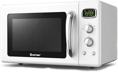Moccha - Horno microondas grande de 0.9 pies cúbicos, microondas retro de 900 vatios con bloqueo de seguridad para niños, función de descongelación
