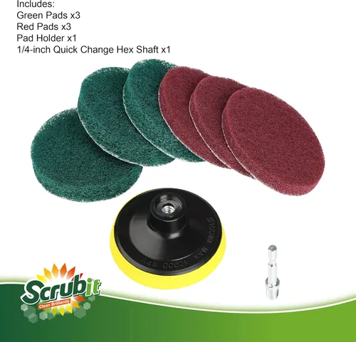 Miniatura 9 de SCRUBIT Cepillo de taladro de limpieza eléctrica – Limpiador de tinas y azulejos de alta resistencia – Kit de cepillo de taladro incluye accesorio