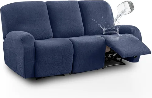 Miniatura 12 de vctops Funda repelente al agua para silla reclinable de 4 piezas con bolsillo lateral, diseño de hojas de jacquard, elástica, suave, protector