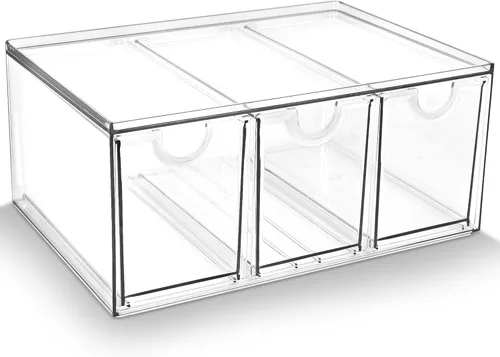 Miniatura 22 de Prsildan - Organizador de cajones acrílico para maquillaje con 3 cajones, almacenamiento transparente apilable para biberones, manualidades, joyas