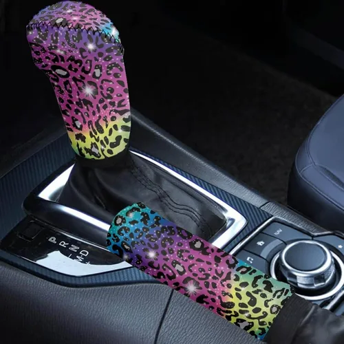 Miniatura 40 de Juego de 2 piezas set de accesorios interiores para coche, para las mujeres, hombres; cubierta de palanca de cambios/freno de mano, personalizada