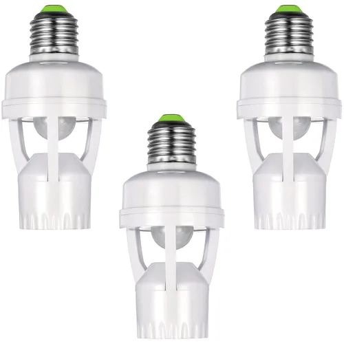 Miniatura 7 de Hortsun 3 tomas de luz con sensor de movimiento, enchufe inteligente de rosca compatible con E26/E27 con control de luz nocturna de encendido