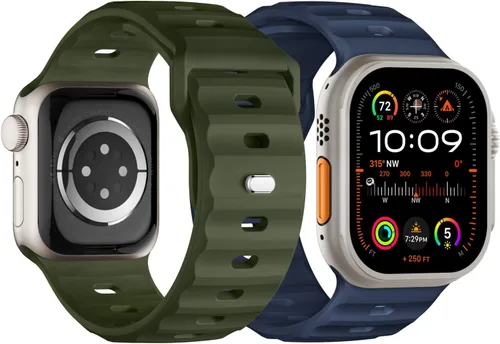 Correa deportiva compatible con Apple Watch Ultra 2 Band de 1.929 in 1.811 in 1.772 in 1.732 in 1.654 in para hombres, correas de silicona suave