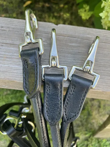Miniatura 8 de Leaders - Cabestro de cuero para caballos con placa de nombre grabada personalizada, cabestro para caballo, negro/plateado