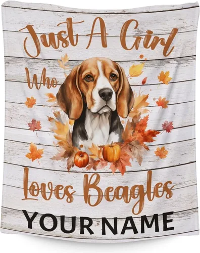 Miniatura 7 de Manta personalizada con nombre Beagle, suave, mullida y cálida, manta de 50 x 60 pulgadas, para cama, sofá, blanco, bonito regalo para niñas y niños