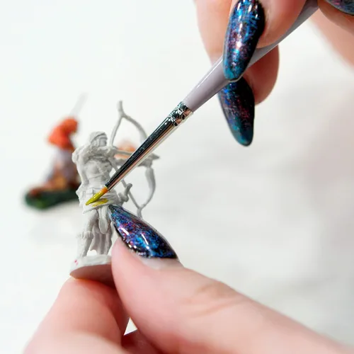 Miniatura 18 de Creative Mark Juego de 30 pinceles de pintura con microdetalles, mini pinceles para acrílico, acuarela, óleo, cara, uñas, pintura a escala y dibujo