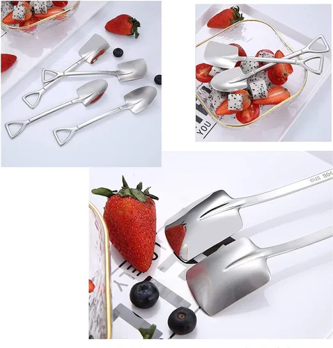 Miniatura 3 de Juego de cucharas de postre, 4 cucharas de acero inoxidable de 6 pulgadas, cuchara de fruta para helado para el hogar, cocina o restaurante
