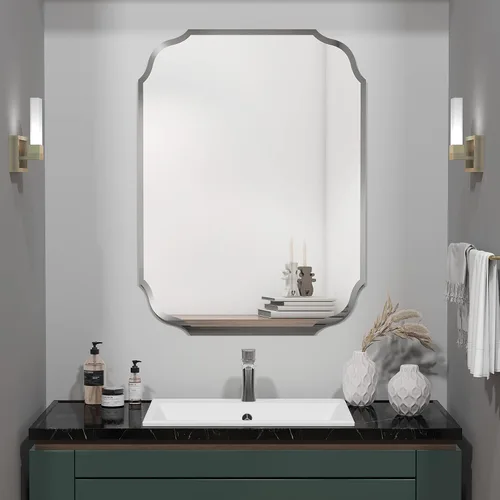 Miniatura 10 de KOHROS Espejo ovalado sin marco de 20 x 28 pulgadas, espejo de pared de baño con borde biselado pulido, antioxidante, vidrio templado (plateado)