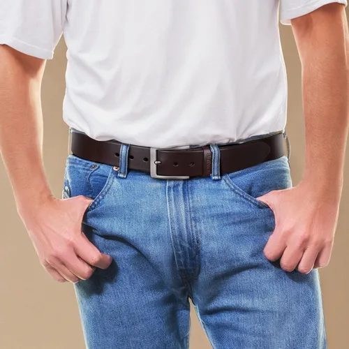 Miniatura 2 de Cinturón Buffway de piel italiana, resistente, cinturones de vestir con hebilla clásica, resistente, informal, para hombre