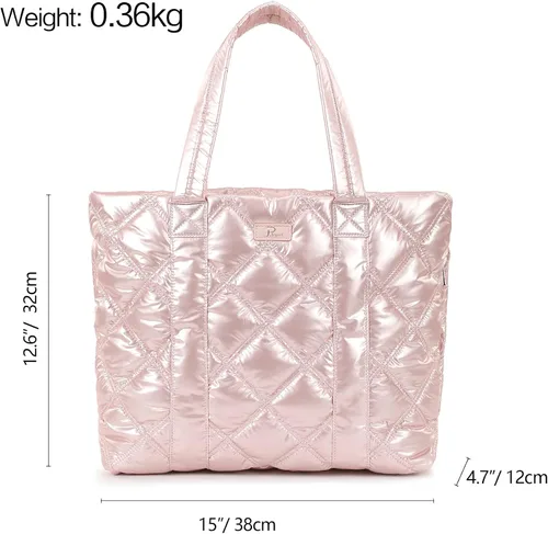 Miniatura 5 de Bolso de mano grande acolchado, moderno y lujoso de algodón acolchado acolchado para mujer, bolsos de diseñador suaves para invierno, hombros