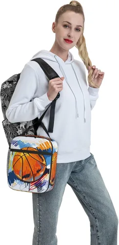 Miniatura 7 de Lonchera de baloncesto con aislamiento térmico para niños, niñas, niños, lonchera Bento reutilizable para niños, mujeres y hombres, bolsa