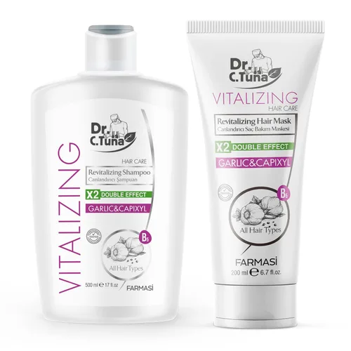 FARMASI Dr. C. Tuna Vitalizing Garlic Shampoo and Hair Mask - Tratamiento natural para el crecimiento del cabello, previene la pérdida, estimula el