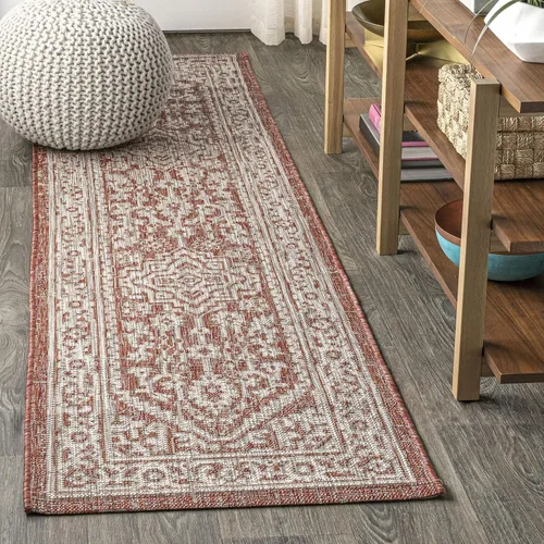 Miniatura 91 de Eyely BMS101D-28 - Alfombra de pasillo con textura de medallón de Santa Mónica Slesi, para interiores y exteriores, estilo costero, bohemio, Gris