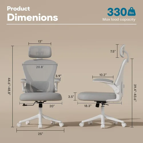 Miniatura 2 de SeekFancy Silla de Oficina Ergonómica M903, Silla de Escritorio para Computadora con Ruedas, Silla de Oficina de Malla de Respaldo Alto con Soporte