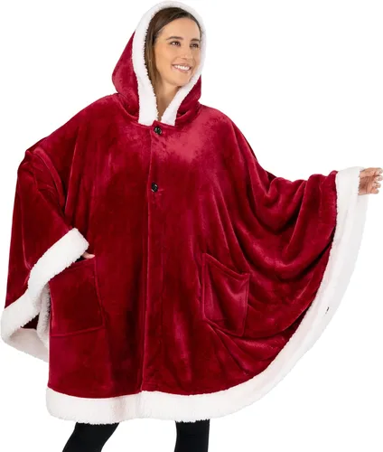 Miniatura 12 de PAVILIA Manta Vestible para Mujeres Adultas, Acogedora Manta Poncho Capa de Vellón de Felpa con Capucha, Chal Súper Suave, Manta Envolvente Angel