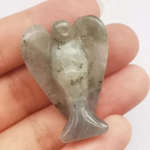 Miniatura 17 de Estatua de ángel guardián de oración de cristal curativo de jade verde natural, 1.5 pulgadas, tallado en bolsillo, figuras de piedra de palma