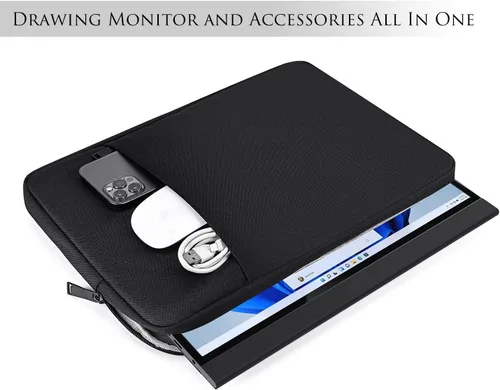 Miniatura 3 de Funda para monitor portátil de 15.6 pulgadas, funda de transporte para la mayoría de monitores portátiles de 15.6 a 16.1 pulgadas con bolsillo Negro
