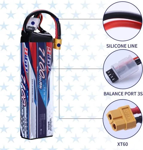 Miniatura 3 de 3S 11.1V Lipo Batería 7100mAh 70C Soft Pack con XT60 Conector para RC Coche Camión Tanque Barco Carreras Hobby
