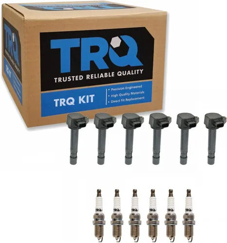 Miniatura 141 de TRQ Kit de bobina de encendido y bujía, 10 piezas de bujías de iridio compatibles con Volkswagen Beetle 2006-2014 Golf 2005-2014 Jetta 2012-2014