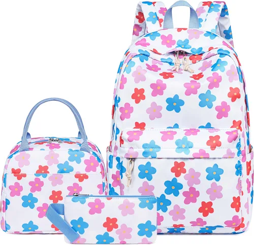 Miniatura 18 de LOIDOU Mochila para adolescentes y niñas, mochila escolar con lonchera y estuche para lápices, juego de bolsas escolares 3 en 1