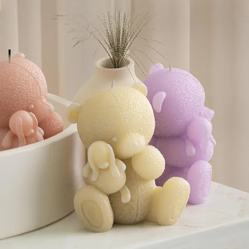 Miniatura 5 de Suture Bear Doll Bear Candle Animal Resina Casting Making Moldes Molde de silicona para velas Decoración del hogar Fabricación de velas Molde