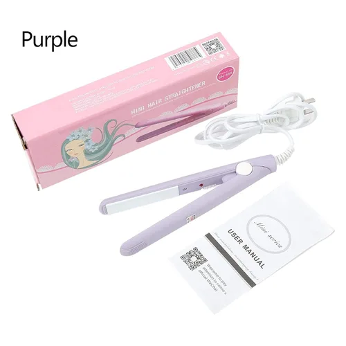 Plancha de pelo 2 en 1, mini plancha plana de turmalina de cerámica para corte Pixie, antiencrespamiento para todo tipo de cabello (4 colores